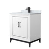 Custom image for White with Matte Black Trim / White Carrara Marble / No Mirror