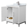 Custom image for White with Brushed Nickel Trim / White Carrara Marble / No Mirror