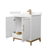 Custom image for White with Satin Bronze Trim / Carrara Cultured Marble / No Mirror