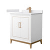 Custom image for White with Satin Bronze Trim / White Cultured Marble / No Mirror
