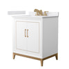 Custom image for White with Satin Bronze Trim / White Cultured Marble / No Mirror