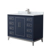 Custom image for Dark Blue with Brushed Nickel Trim / White Carrara Marble / No Mirror