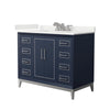 Custom image for Dark Blue with Brushed Nickel Trim / White Quartz / No Mirror
