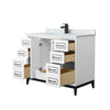Custom image for White with Matte Black Trim / White Carrara Marble / No Mirror