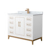 Custom image for White with Satin Bronze Trim / White Carrara Marble / No Mirror