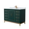 Custom image for Green with Satin Bronze Trim / White Carrara Marble / No Mirror