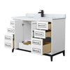 Custom image for White with Matte Black Trim / White Carrara Marble / No Mirror