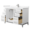 Custom image for White with Brushed Nickel Trim / Carrara Cultured Marble / No Mirror