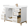 Custom image for White with Satin Bronze Trim / Carrara Cultured Marble / No Mirror