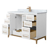 Custom image for White with Satin Bronze Trim / White Carrara Marble / No Mirror