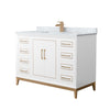 Custom image for White with Satin Bronze Trim / White Carrara Marble / No Mirror