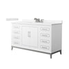Custom image for White with Brushed Nickel Trim / Carrara Cultured Marble / No Mirror