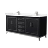 Custom image for Black with Brushed Nickel Trim / Carrara Cultured Marble / No Mirror