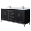 Custom image for Black with Brushed Nickel Trim / White Carrara Marble / No Mirror
