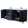 Custom image for Dark Blue with Brushed Nickel Trim / White Carrara Marble / No Mirror