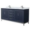 Custom image for Dark Blue with Brushed Nickel Trim / White Carrara Marble / No Mirror
