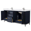 Custom image for Dark Blue with Brushed Nickel Trim / White Cultured Marble / No Mirror