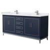 Custom image for Dark Blue with Brushed Nickel Trim / White Cultured Marble / No Mirror
