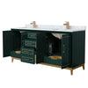 Custom image for Green with Satin Bronze Trim / White Carrara Marble / No Mirror