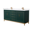Custom image for Green with Satin Bronze Trim / White Cultured Marble / No Mirror