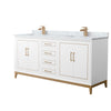 Custom image for White with Satin Bronze Trim / White Carrara Marble / No Mirror
