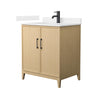 Custom image for White Oak with Matte Black Trim / Carrara Cultured Marble / No Mirror