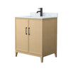 Custom image for White Oak with Matte Black Trim / White Carrara Marble / No Mirror