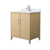 Custom image for White Oak with Brushed Nickel Trim / White Carrara Marble / No Mirror