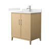 Custom image for White Oak with Brushed Nickel Trim / Giotto Quartz / No Mirror