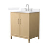 Custom image for White Oak with Brushed Nickel Trim / White Quartz / No Mirror