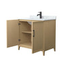 Custom image for White Oak with Matte Black Trim / White Carrara Marble / No Mirror