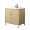 Custom image for White Oak with Matte Black Trim / White Carrara Marble / No Mirror