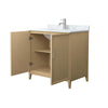 Custom image for White Oak with Brushed Nickel Trim / White Carrara Marble / No Mirror
