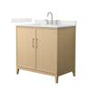 Custom image for White Oak with Brushed Nickel Trim / Giotto Quartz / No Mirror