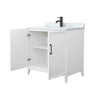 Custom image for White with Matte Black Trim / White Carrara Marble / No Mirror