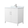 Custom image for White with Brushed Nickel Trim / White Carrara Marble / No Mirror