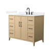 Custom image for White Oak with Matte Black Trim / White Quartz / No Mirror