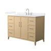 Custom image for White Oak with Brushed Nickel Trim / White Quartz / No Mirror
