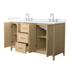 Custom image for White Oak with Brushed Nickel Trim / White Quartz / No Mirror