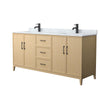Custom image for White Oak with Matte Black Trim / White Carrara Marble / No Mirror