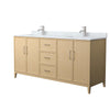 Custom image for White Oak with Brushed Nickel Trim / White Carrara Marble / No Mirror