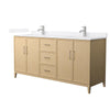 Custom image for White Oak with Brushed Nickel Trim / White Quartz / No Mirror