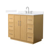 Custom image for Light Oak with Brushed Nickel Trim / White Quartz / No Mirror