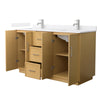 Custom image for Light Oak with Brushed Nickel Trim / White Quartz / No Mirror