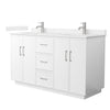 Custom image for White with Brushed Nickel Trim / Carrara Cultured Marble / No Mirror