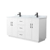 Custom image for White with Matte Black Trim / White Carrara Marble / No Mirror