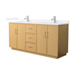 Custom image for Light Oak with Brushed Nickel Trim / White Quartz / No Mirror