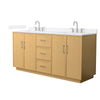 Custom image for Light Oak with Brushed Nickel Trim / White Quartz / No Mirror