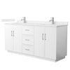Custom image for White with Brushed Nickel Trim / Carrara Cultured Marble / No Mirror