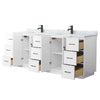 Custom image for White with Matte Black Trim / White Carrara Marble / No Mirror